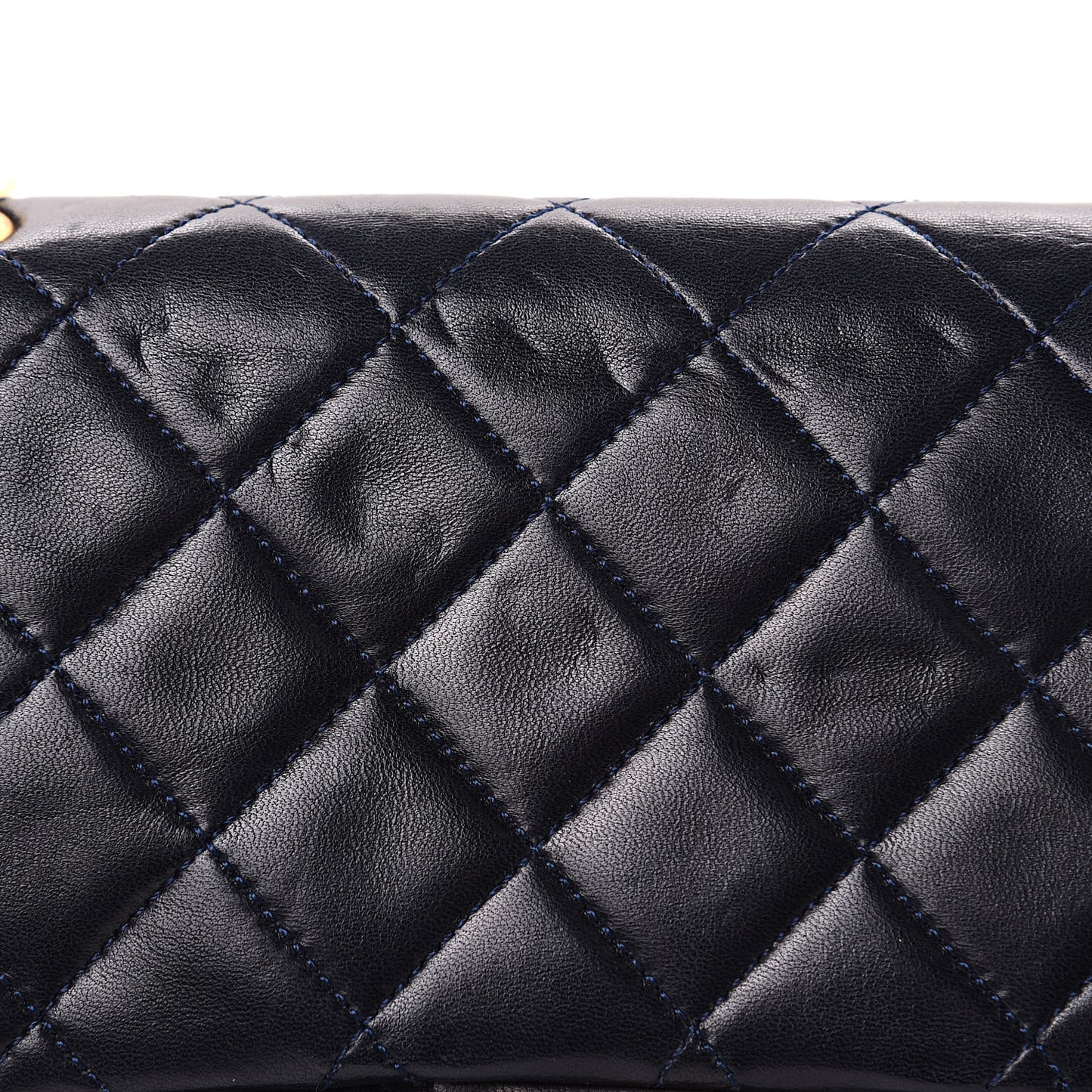 Lambskin Quilted Medium Double Flap Navy