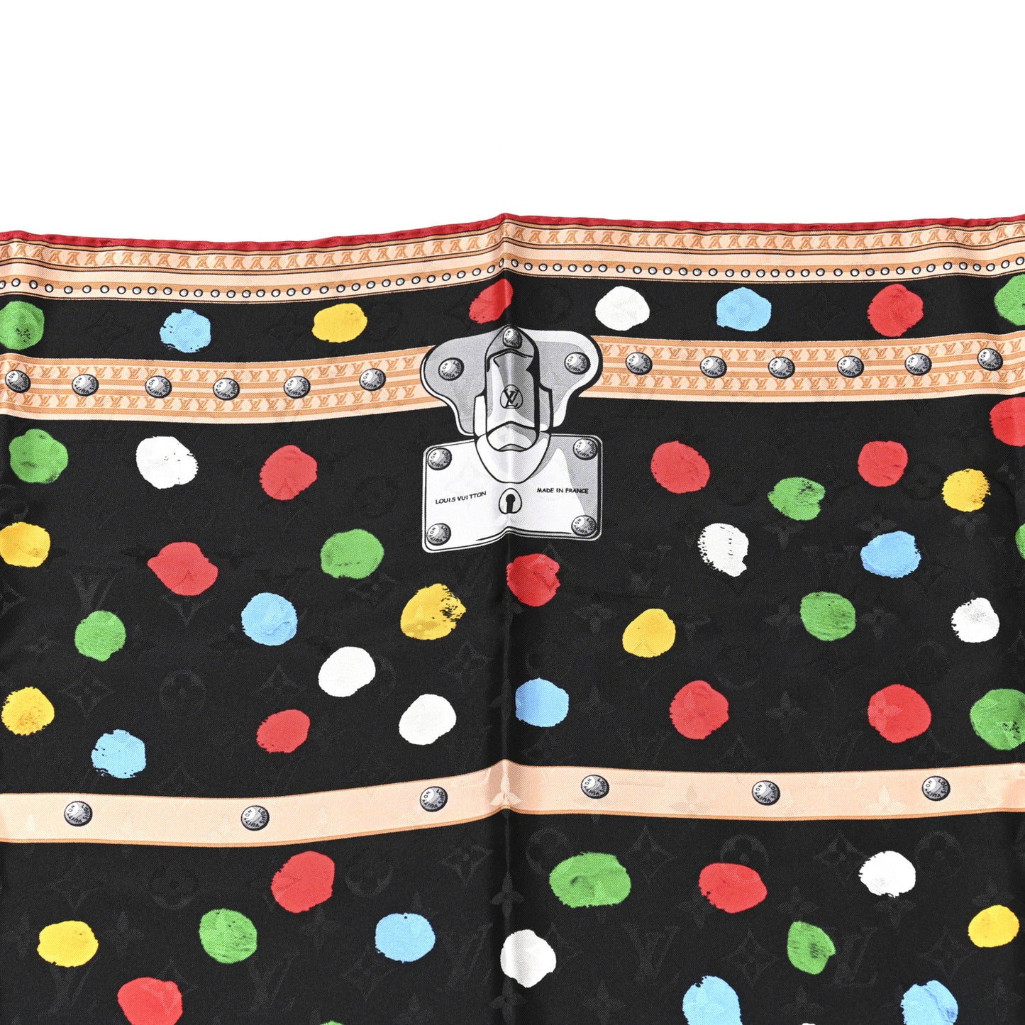 LV X YK Silk Monogram Dots Square Scarf 90 Black