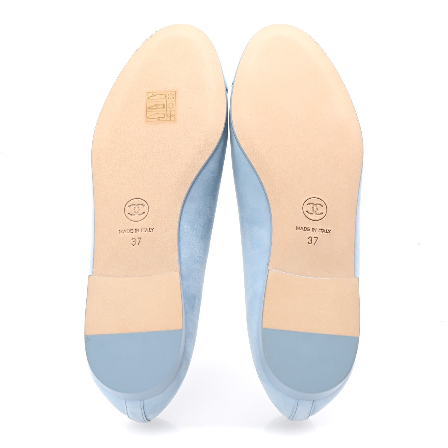 Chanel Suede Calfskin Cap Toe CC Ballerina Flats 37 Light Blue 6 of 10