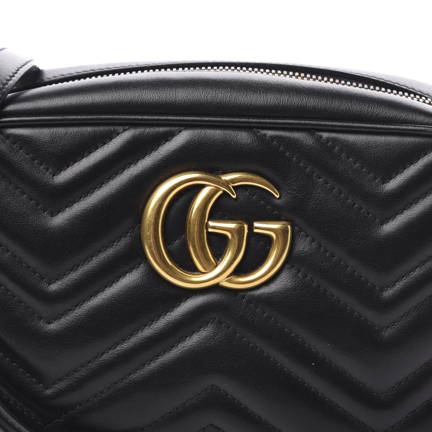 Calfskin Matelasse Small GG Marmont Chain Shoulder Bag Black