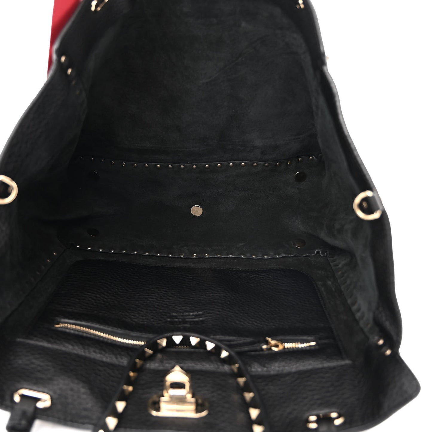Pebbled Calfskin Medium Rockstud Tote Black