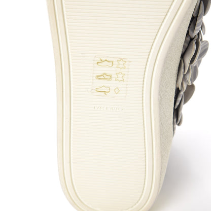 Chanel Lambskin Striped Camellia High Top Sneakers 39 Grey 7 of 7