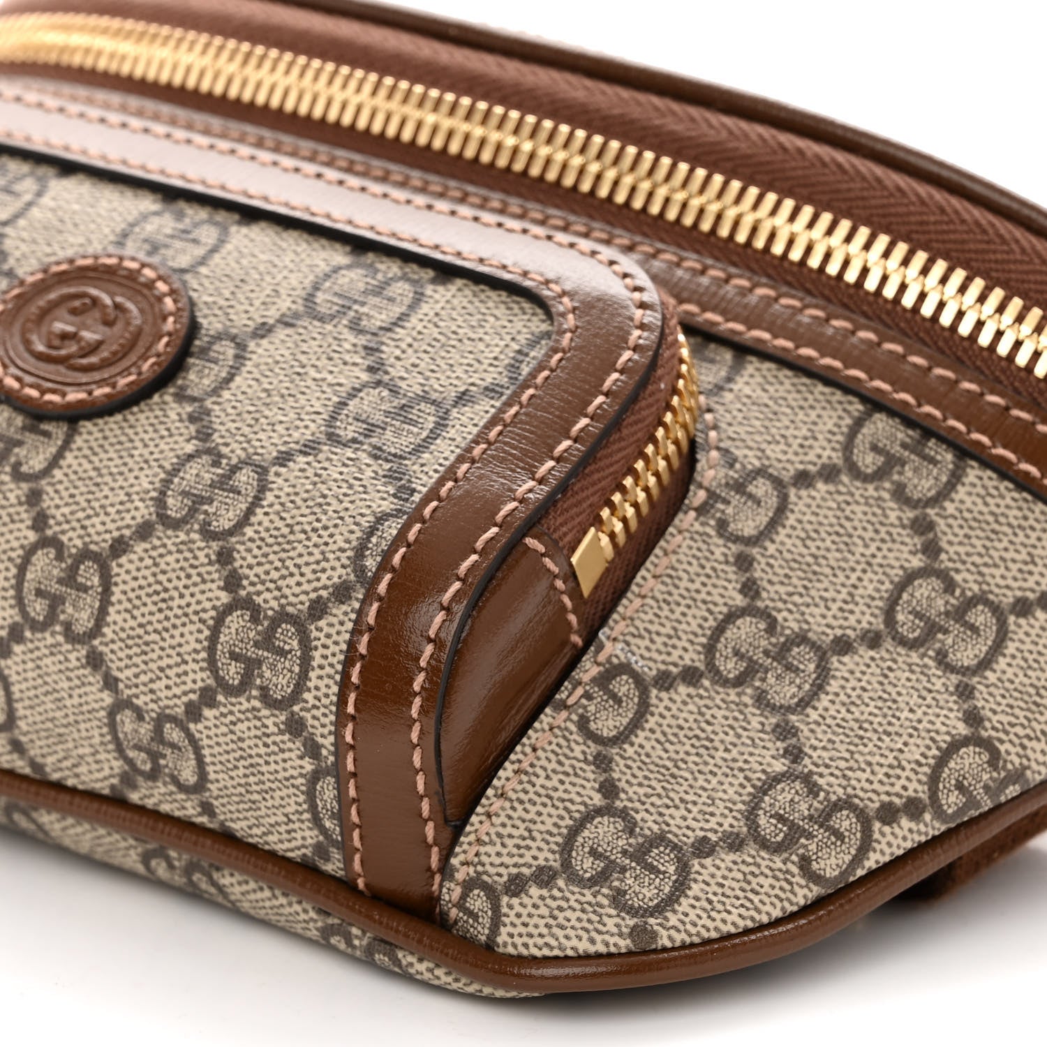 Gucci GG Supreme Monogram Textured Calfskin Retro Interlocking G Belt Bag Beige Ebony Brown Sugar 9 of 10