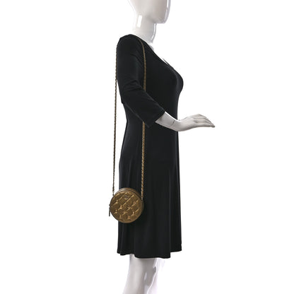 Chanel Metallic Lambskin Quilted Egyptian Amulet Round Clutch With Chain Gold 2 of 9