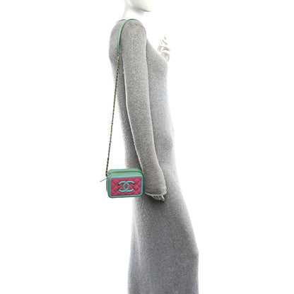 Chanel Caviar Quilted Filigree Vanity Clutch With Chain Pink Light Blue Green 2 of 10