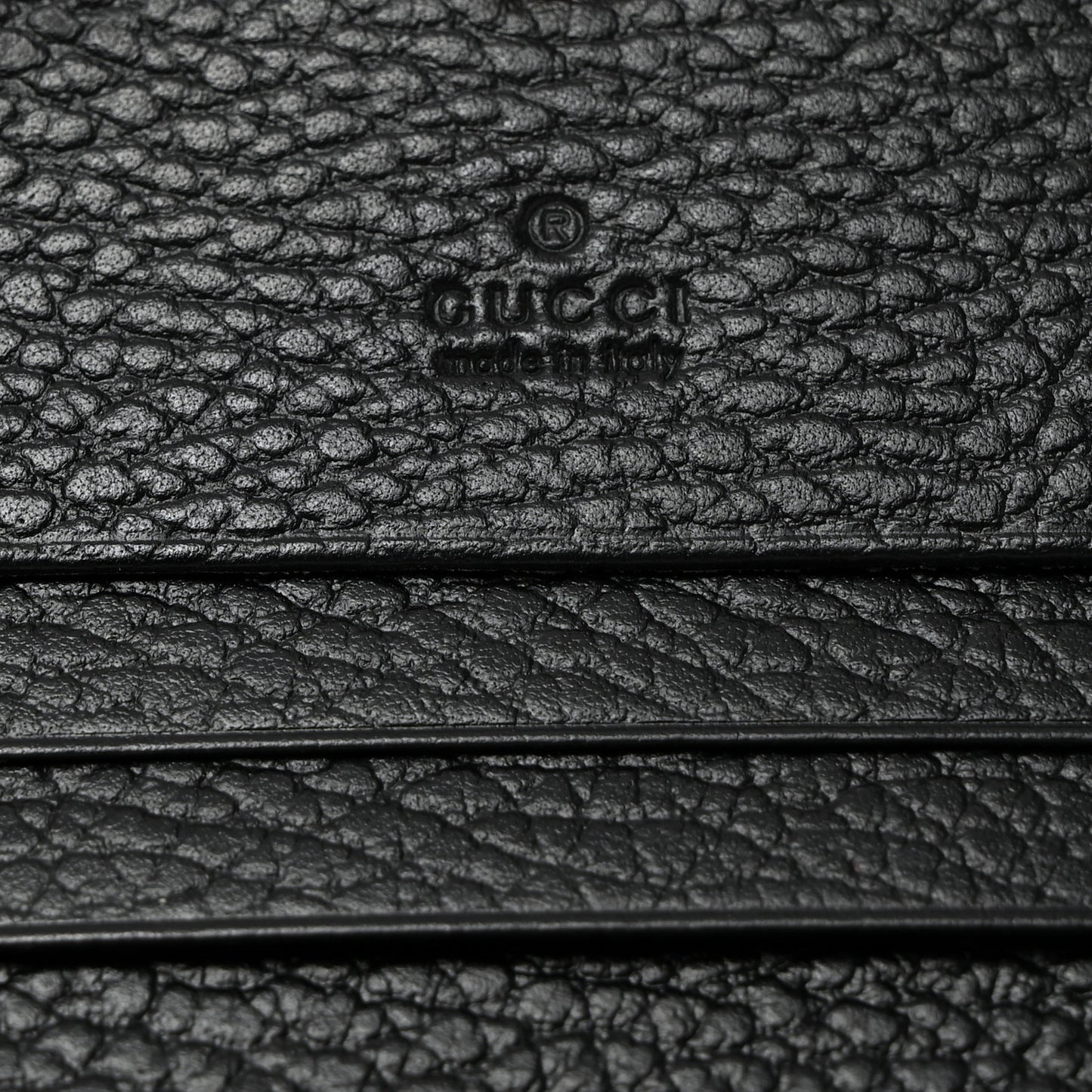Pebbled Calfskin GG Marmont Card Case Black