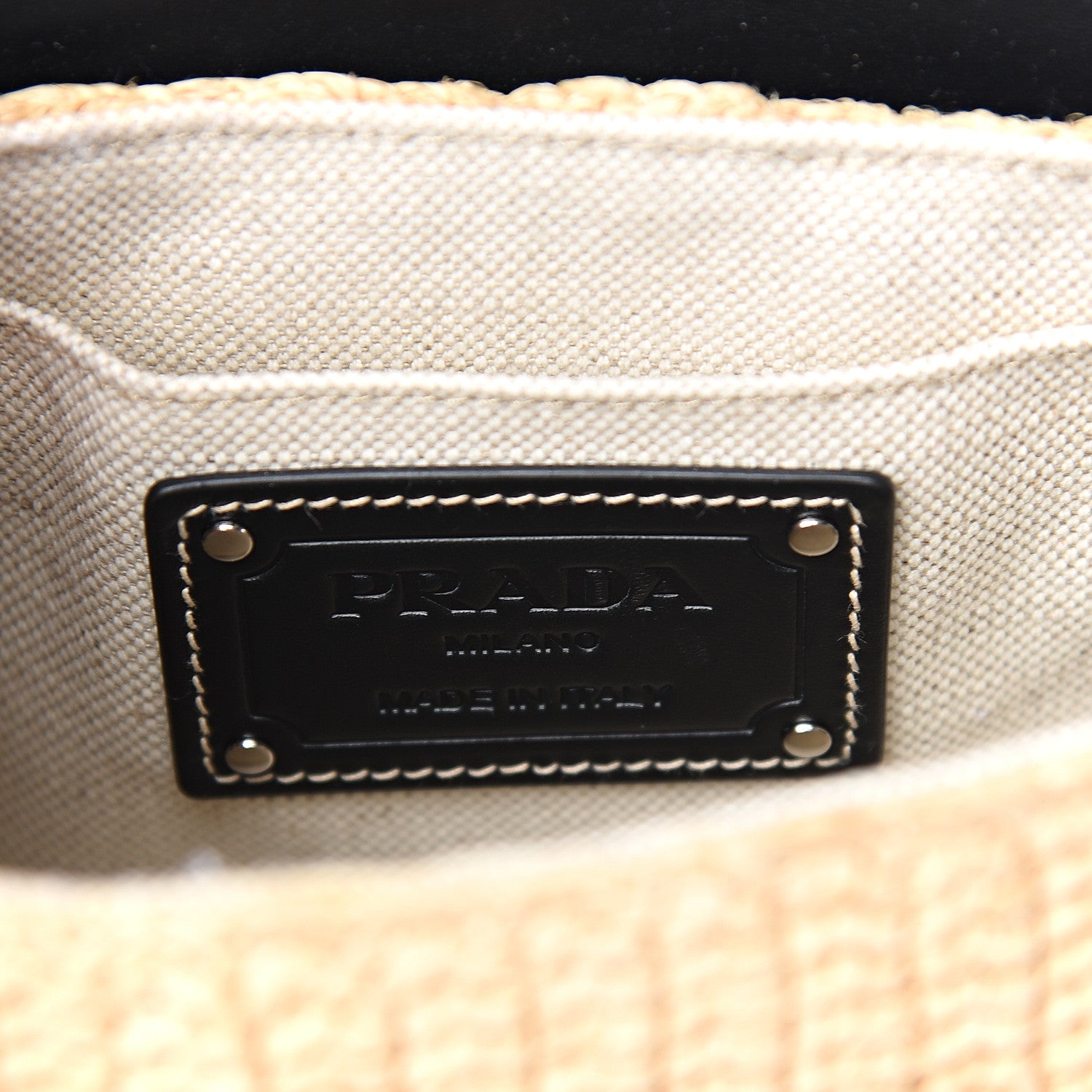 Prada Raffia Vitello Flap Shoulder Bag Naturale Black 5 of 8