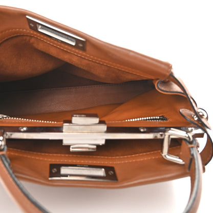 Fendi Calfskin Lace Up Medium Peekaboo Iconic Satchel Cognac 4 of 17