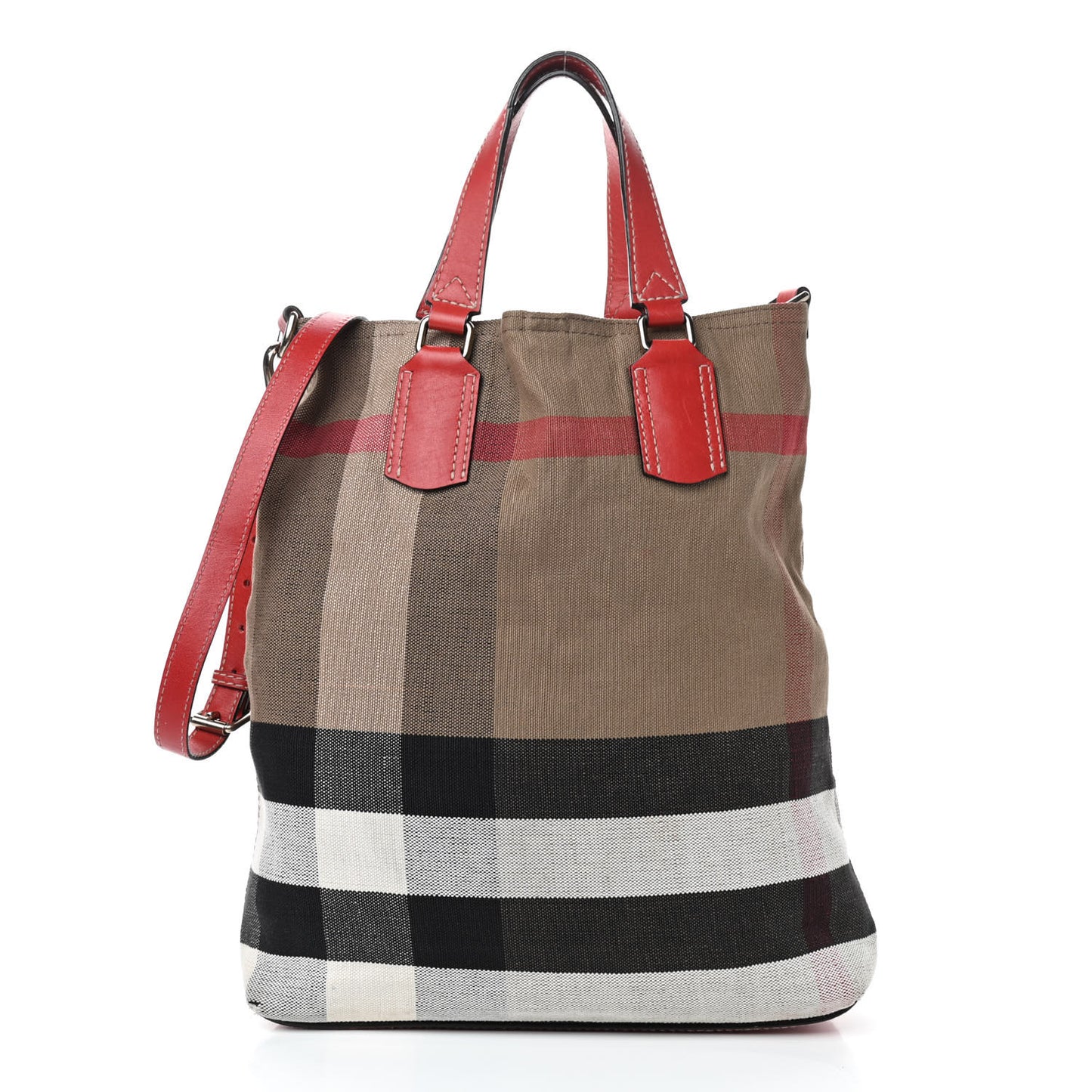 Canvas Mega Check Medium Tottenham Brit Tote Cadmium Red