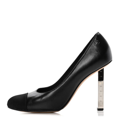 Chanel Lambskin Satin Cap Toe Pumps 37 Black 1 of 10