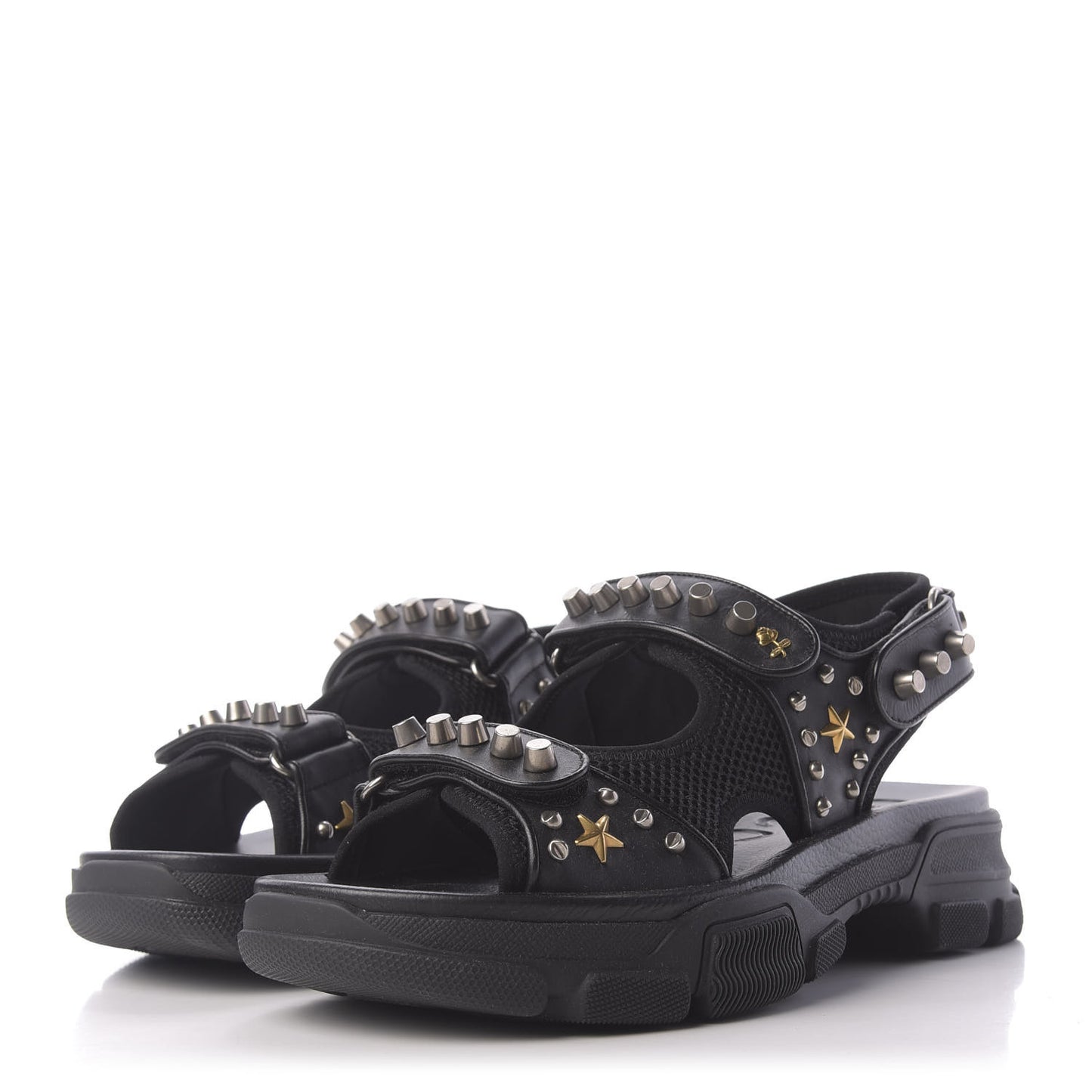 Nappa Mesh Studded Mens Aguru Sandals 8 Black