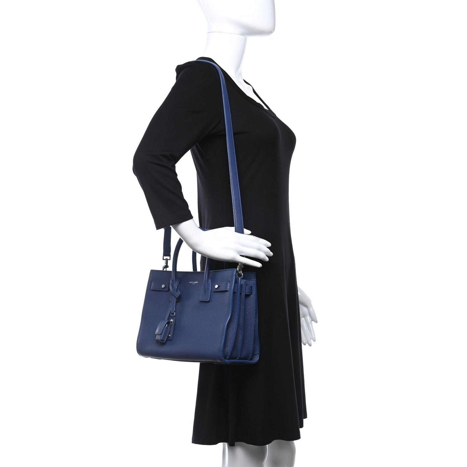 Saint Laurent Grained Calfskin Baby Sac De Jour Souple Denim 2 of 10