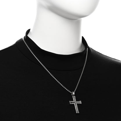 David Yurman Sterling Silver Chevron Cross Pendant Necklace 2 of 6