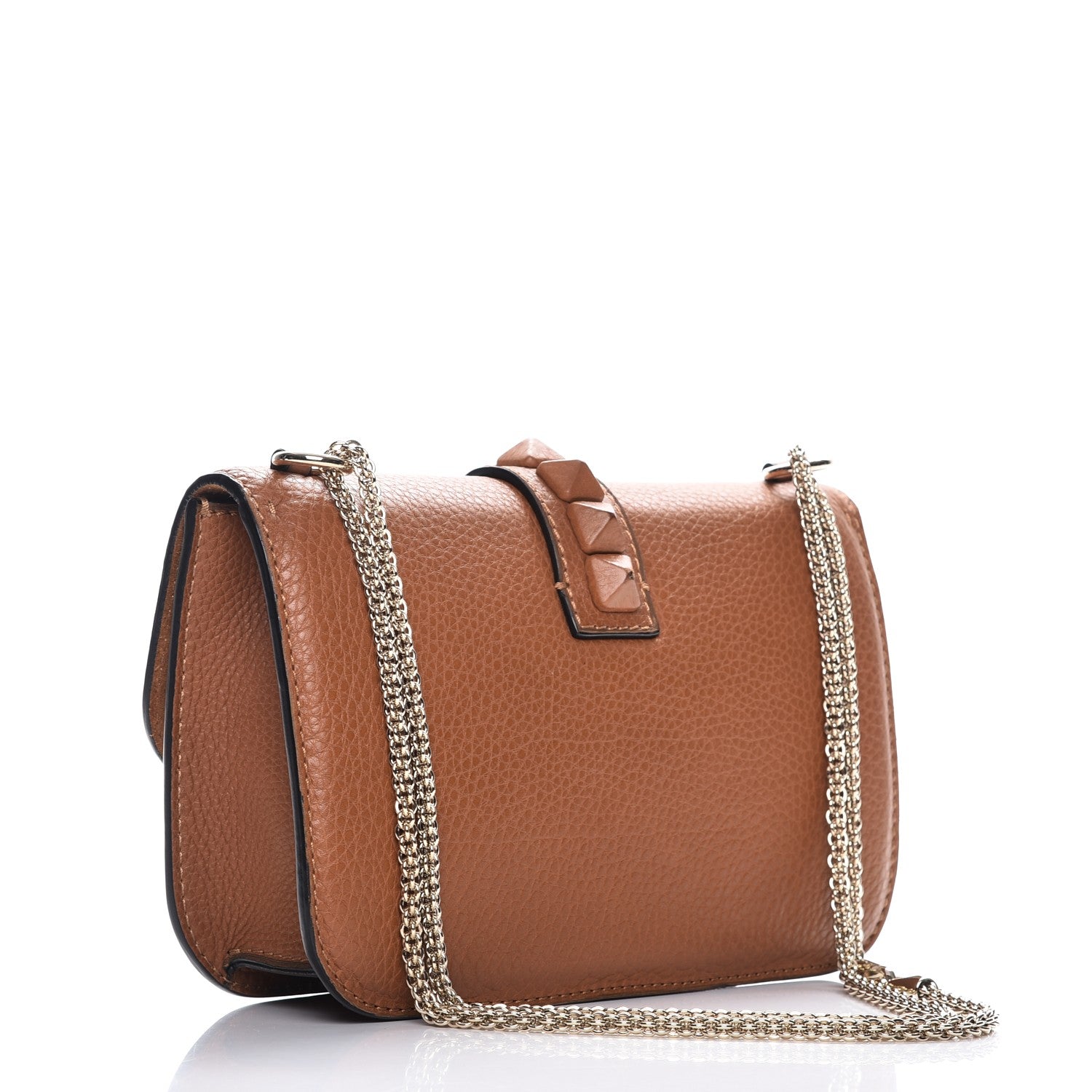 Valentino Garavani Pebbled Calfskin Medium Glam Lock Rockstud Flap Light Skin 4 of 10