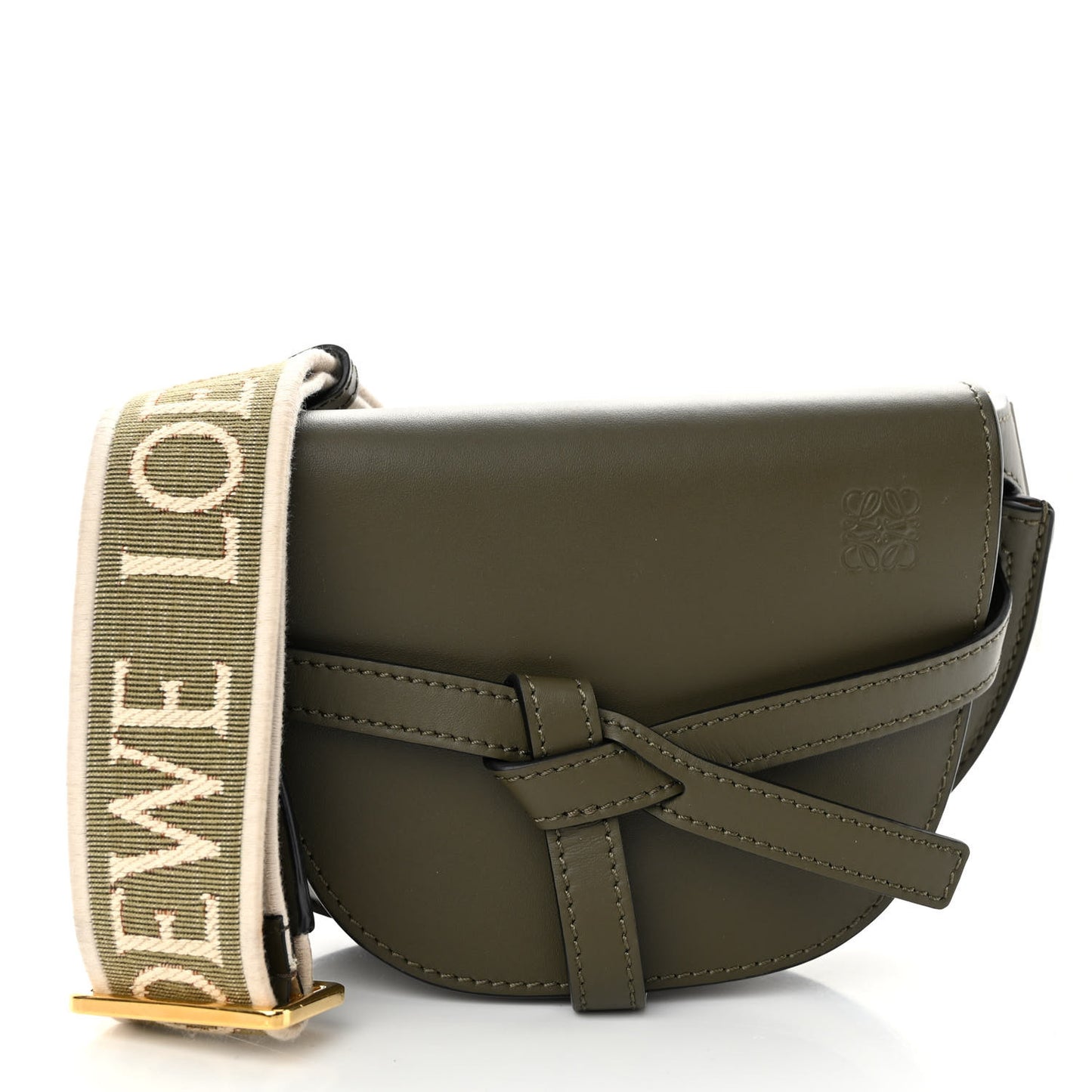 Calfskin Jacquard Mini Gate Dual Bag Autumn Green