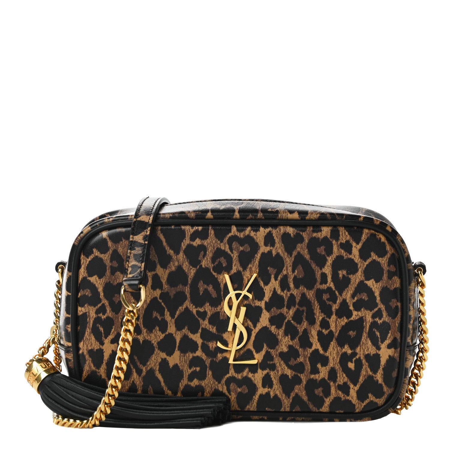 Saint Laurent Calfskin Heart Leopard Print Monogram Mini Lou Camera Bag Toffee 1 of 10