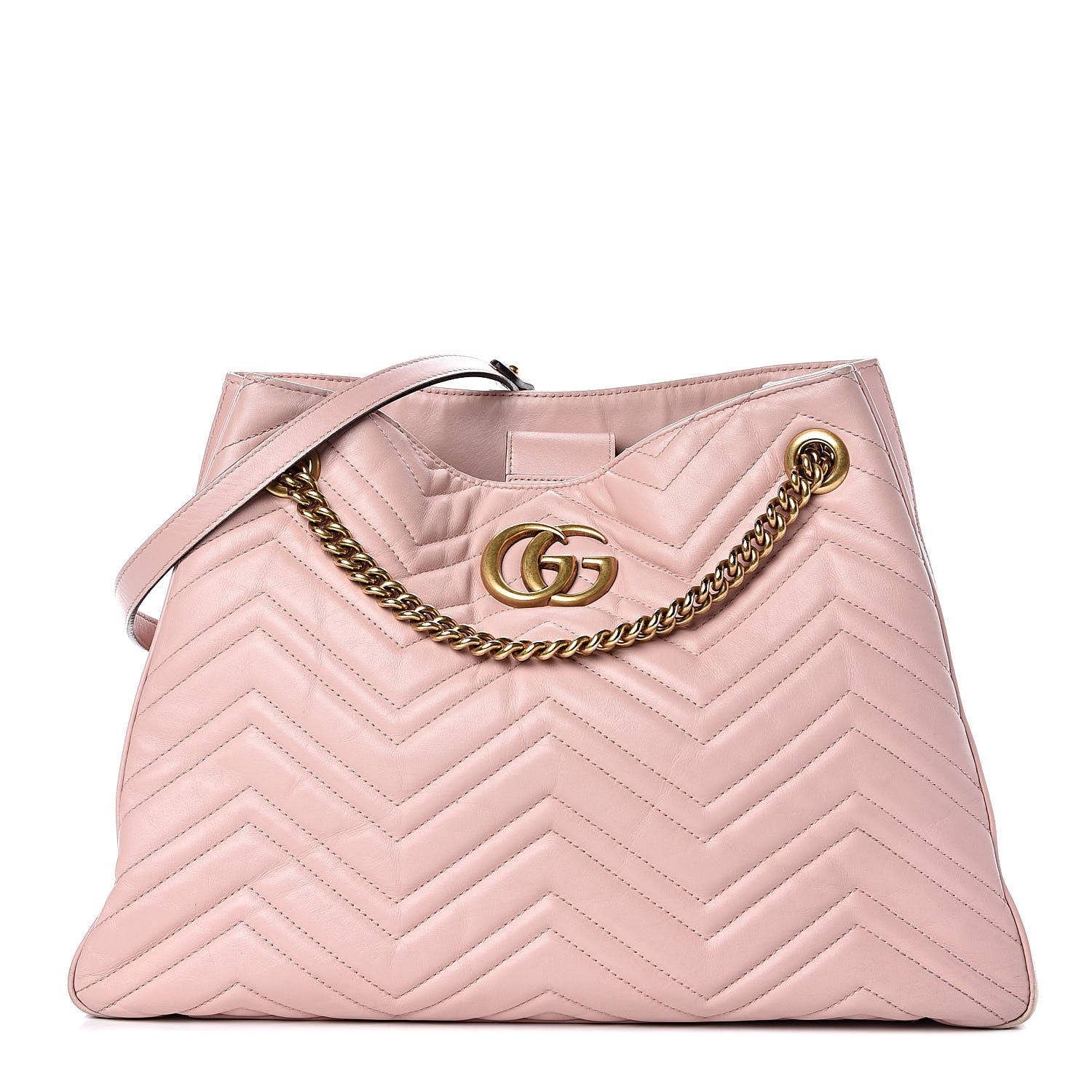 Gucci Calfskin Matelasse Medium GG Marmont Shoulder Tote Bag Perfect Pink 1 of 21