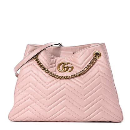 Gucci Calfskin Matelasse Medium GG Marmont Shoulder Tote Bag Perfect Pink 1 of 21