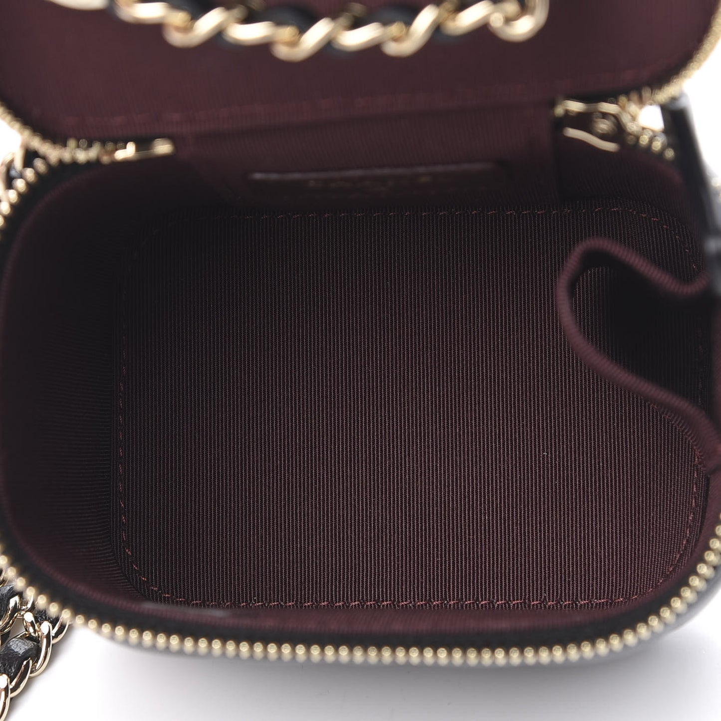 Lambskin Quilted Mini Vanity Case With Chain Black