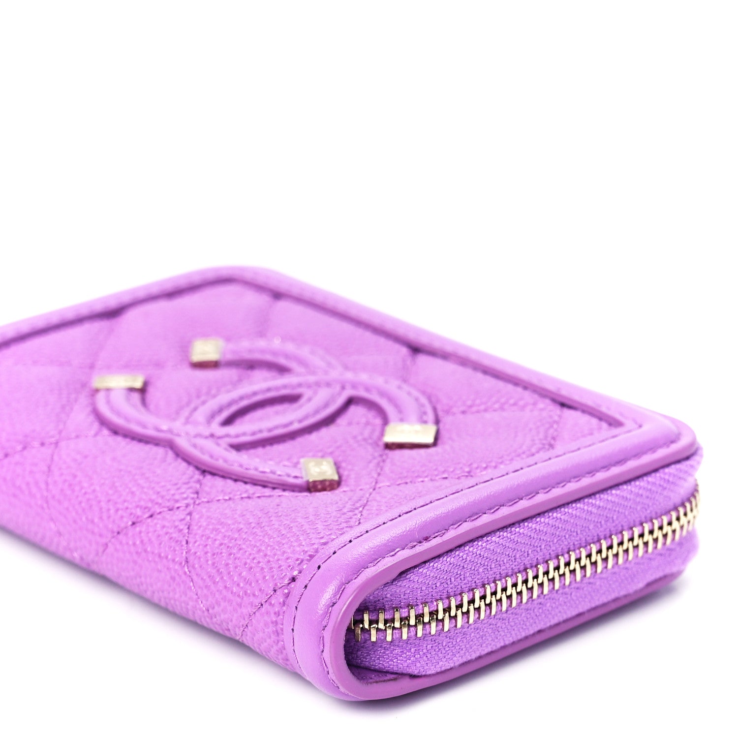 Chanel Caviar Quilted Filigree Coin Purse Purple 10 of 11