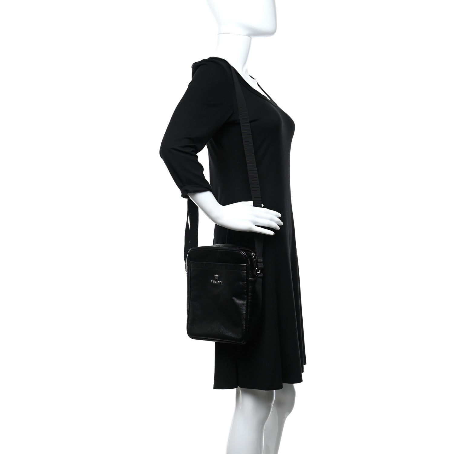 Versace Calfskin Messenger Bag Black 2 of 9