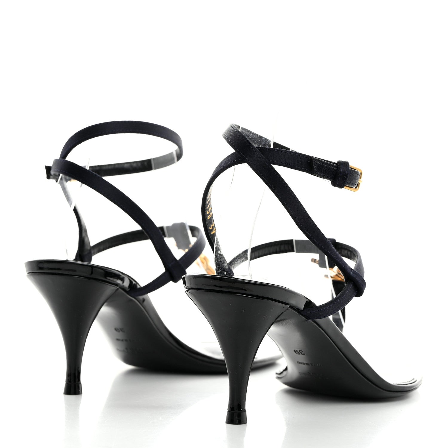Saint Laurent Crepe Satin Cassandra 60 Sandals 39 Patriot Navy 4 of 9