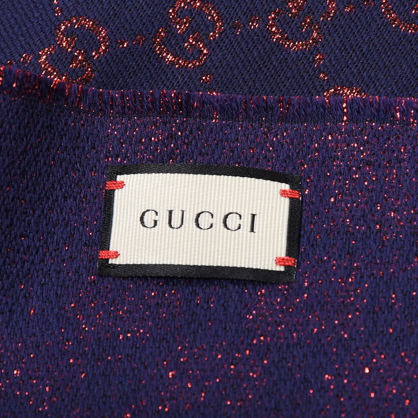 Wool Silk Jacquard GG Monogram Stenix Scarf Navy Red