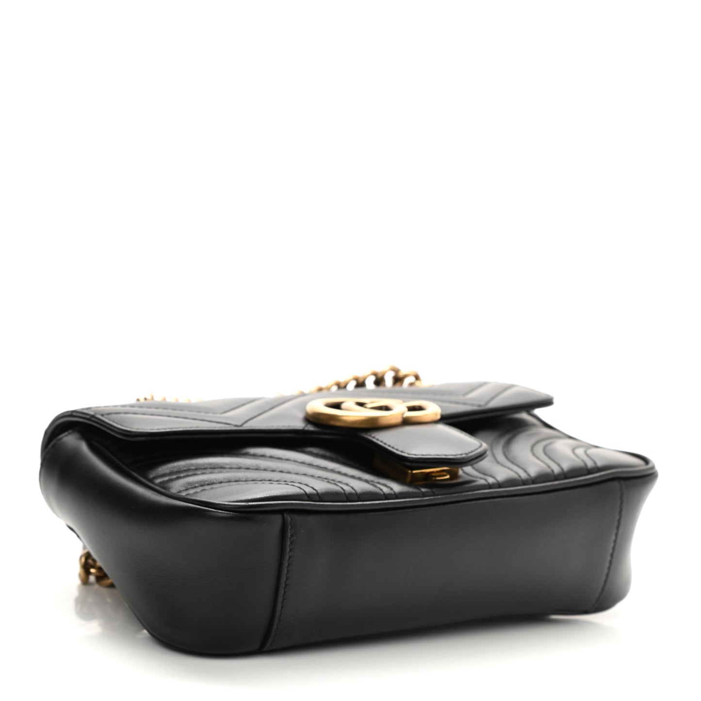 Calfskin Matelasse Mini GG Marmont Shoulder Bag Black