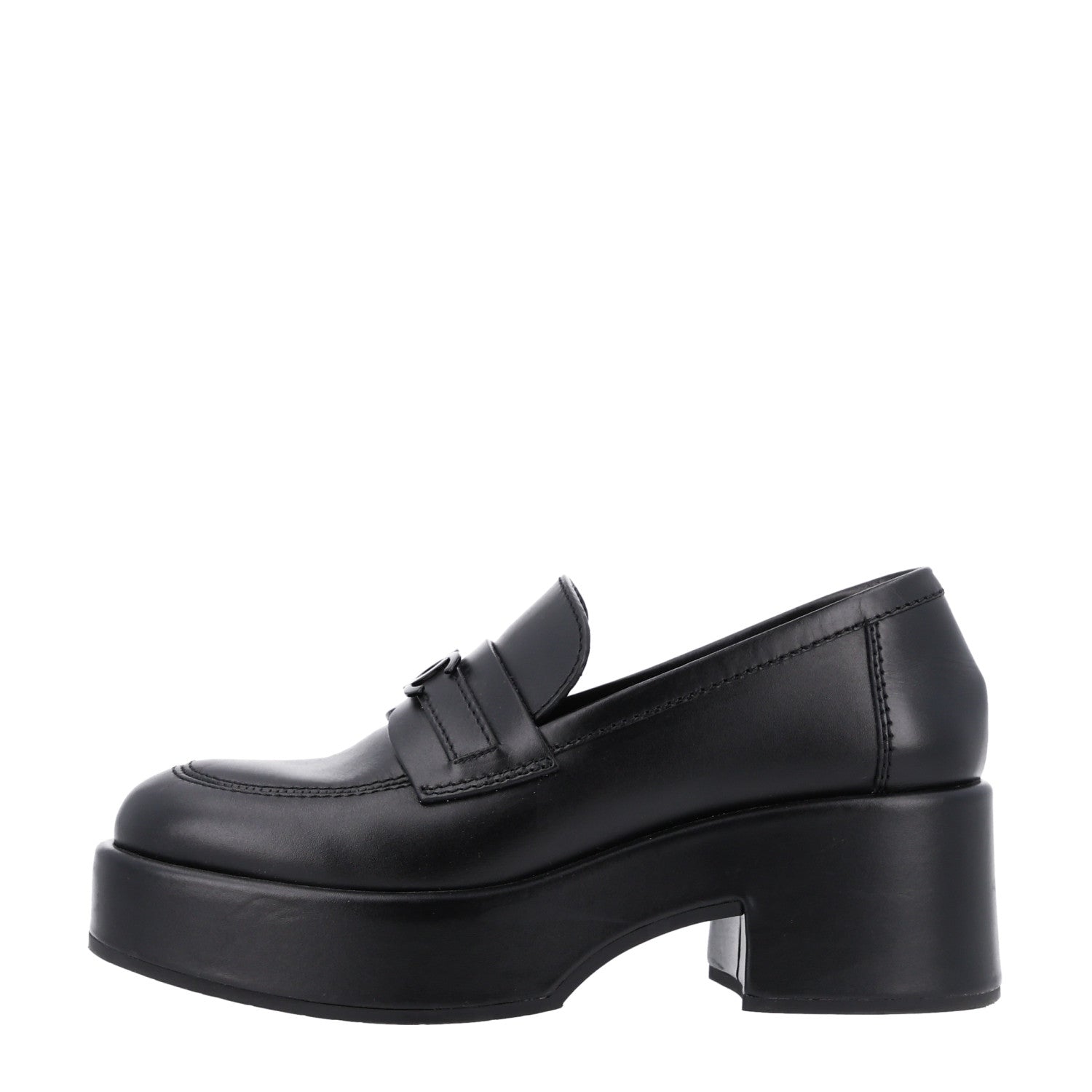 Chanel Calfskin CC Platform Loafers 36.5 Black 1 of 10