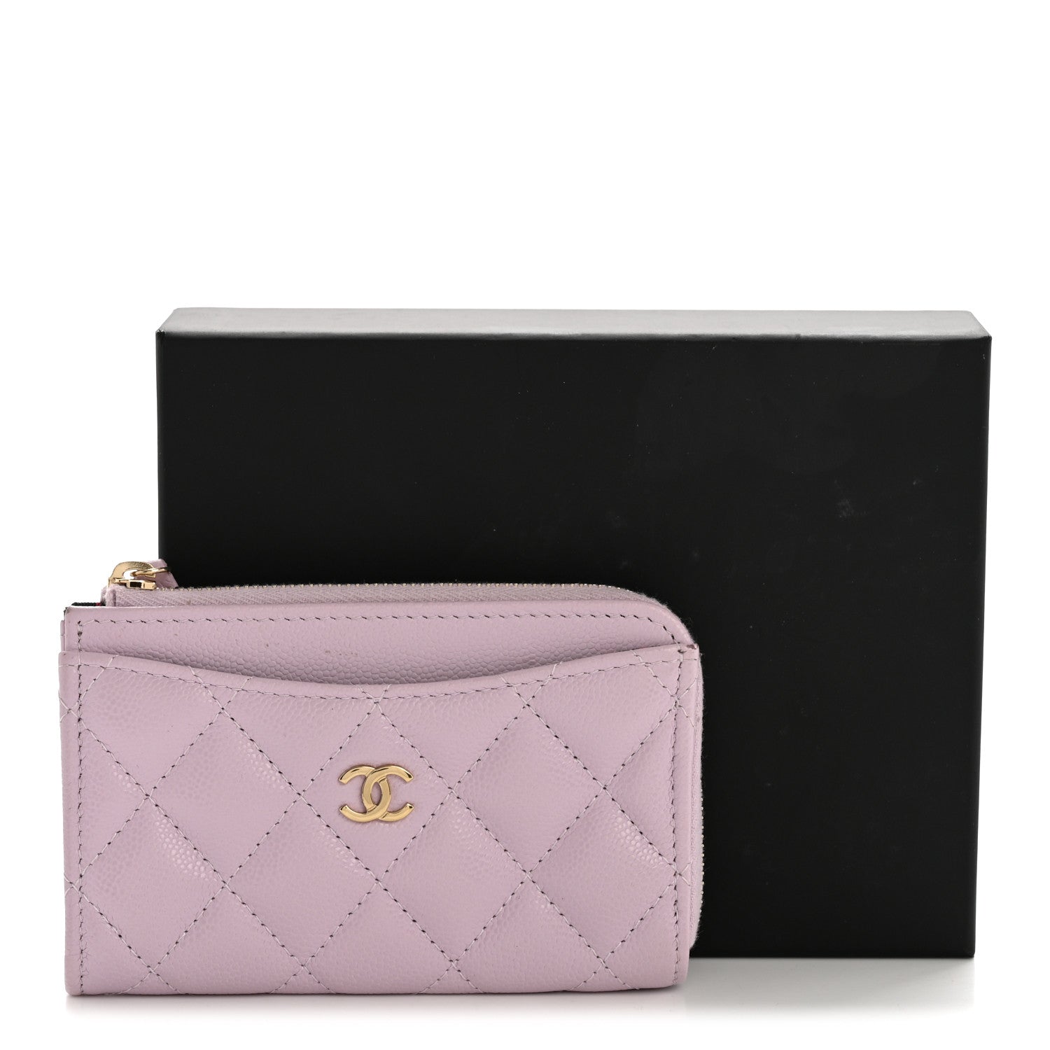 Chanel Caviar Quilted CC Zip Around Card Holder Light Purple 10 of 10