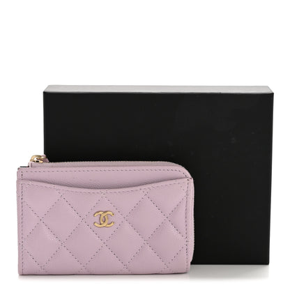 Chanel Caviar Quilted CC Zip Around Card Holder Light Purple 10 of 10