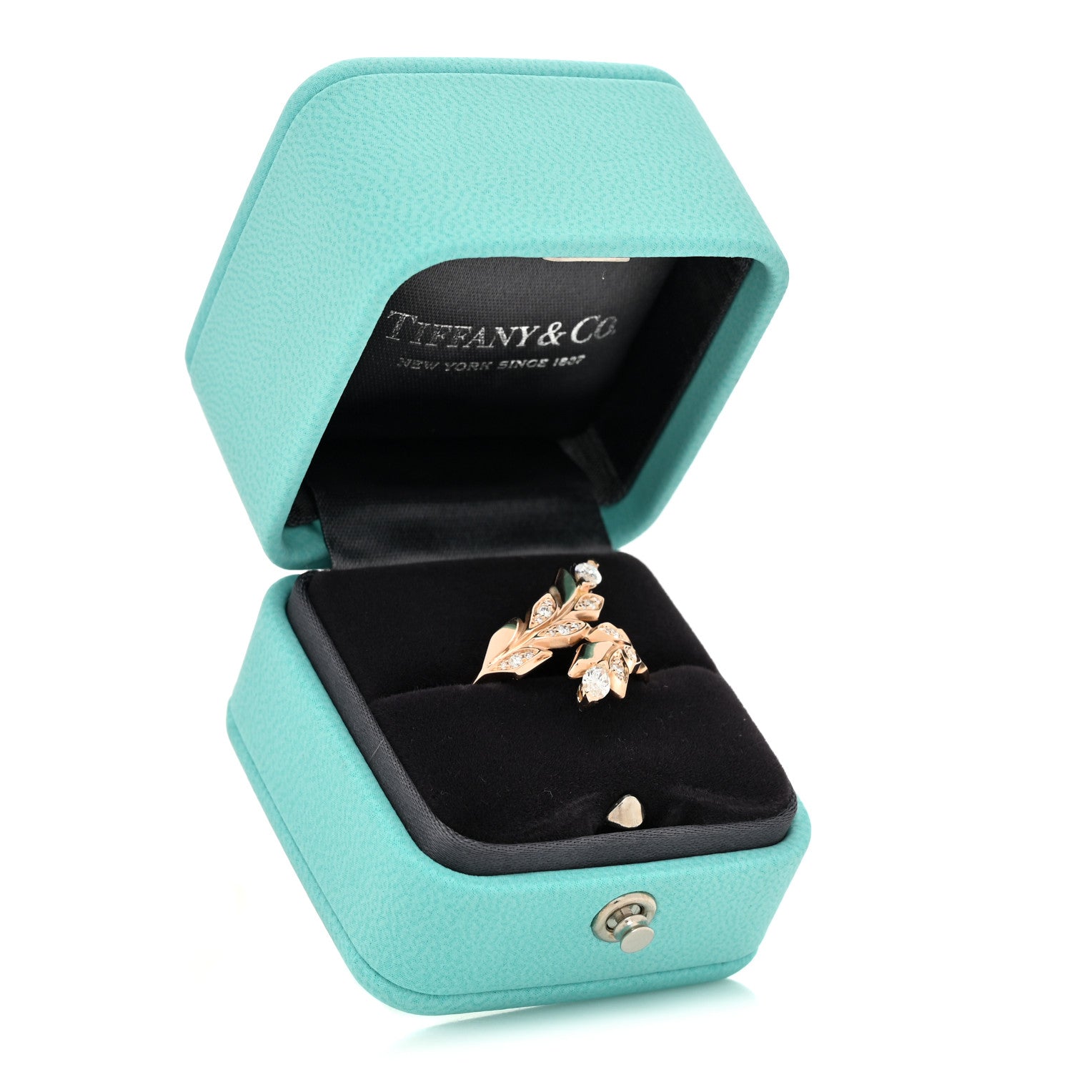 Tiffany 18K Rose Gold Diamond Victoria Vine Bypass Ring 54 7 6 of 6