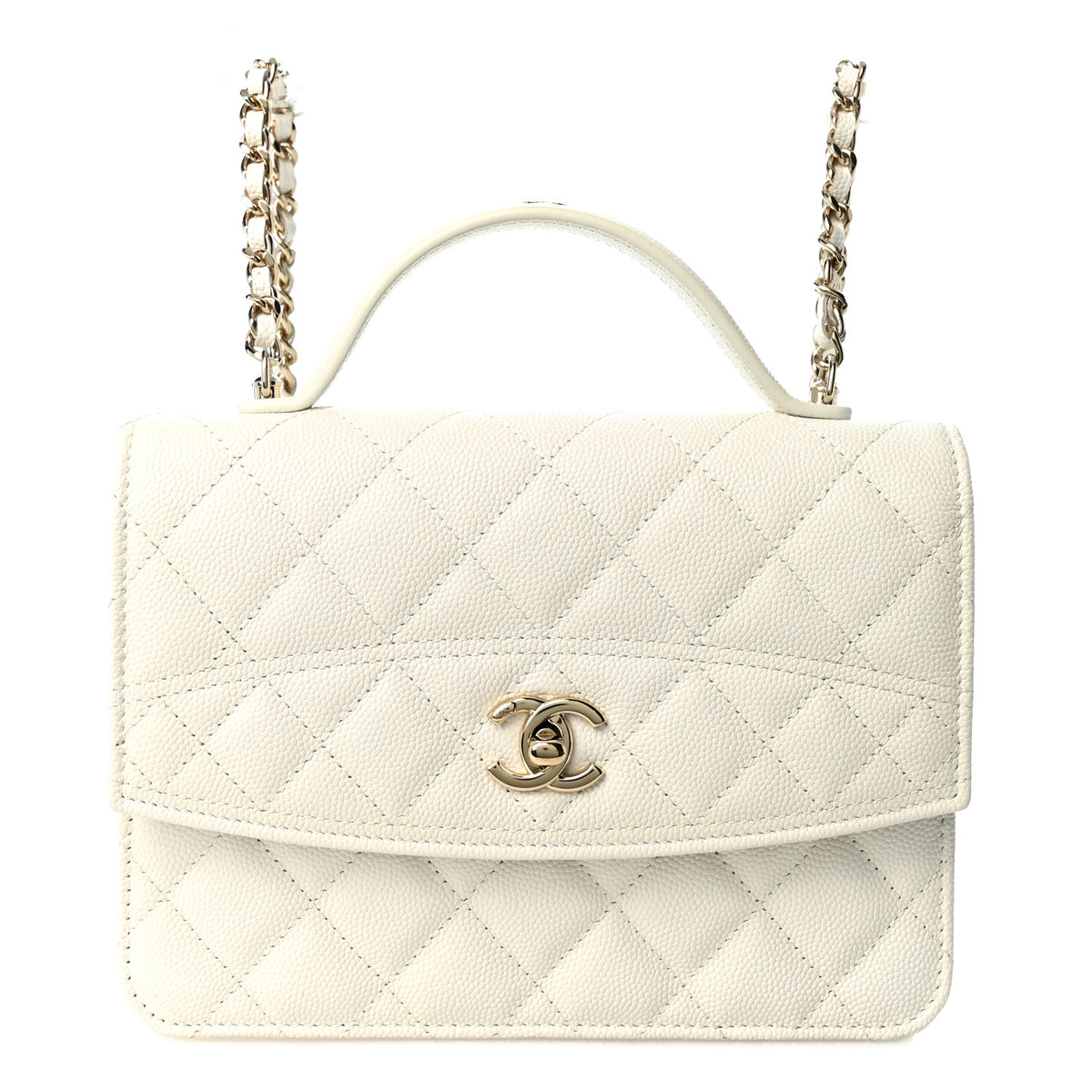Chanel Caviar Quilted Top Handle Mini Chanel 25 Backpack White 1 of 12