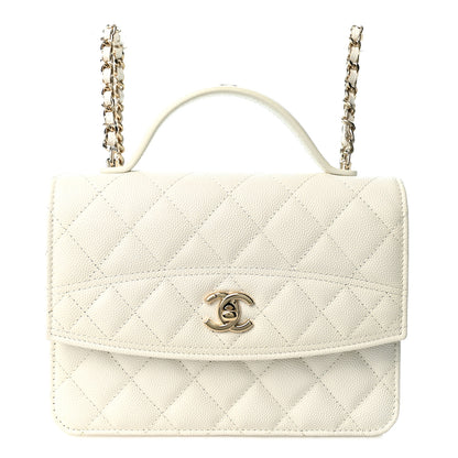 Chanel Caviar Quilted Top Handle Mini Chanel 25 Backpack White 1 of 12