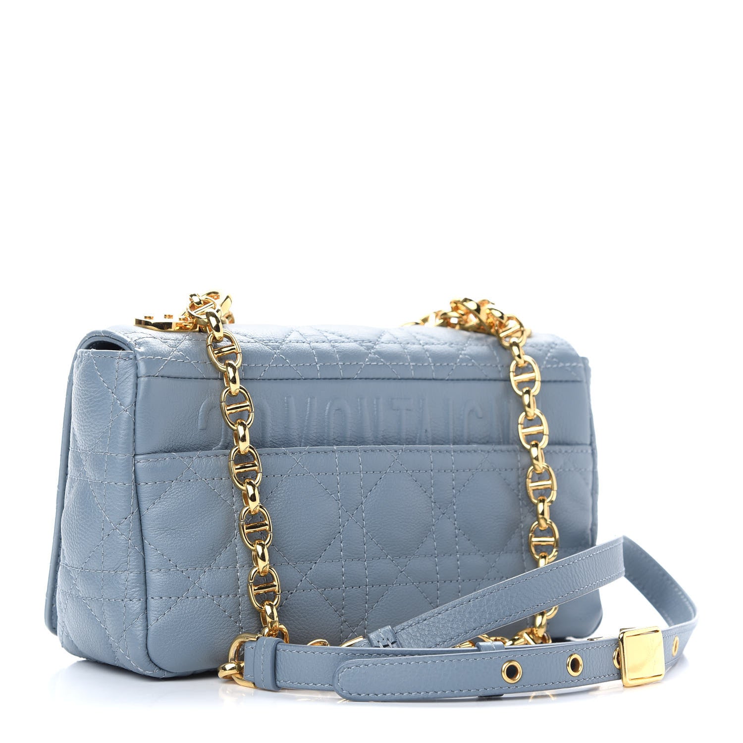 Christian Dior Calfskin Cannage Small Caro Bag Cloud Blue 3 of 9