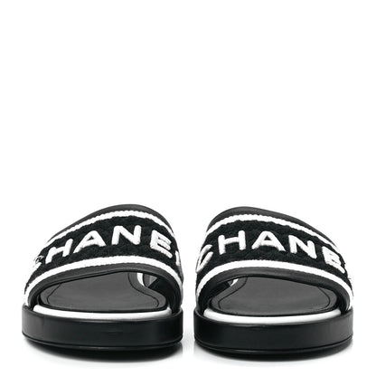 Chanel Lambskin Embroidered CC Mule Sandal 38 Black White 2 of 8