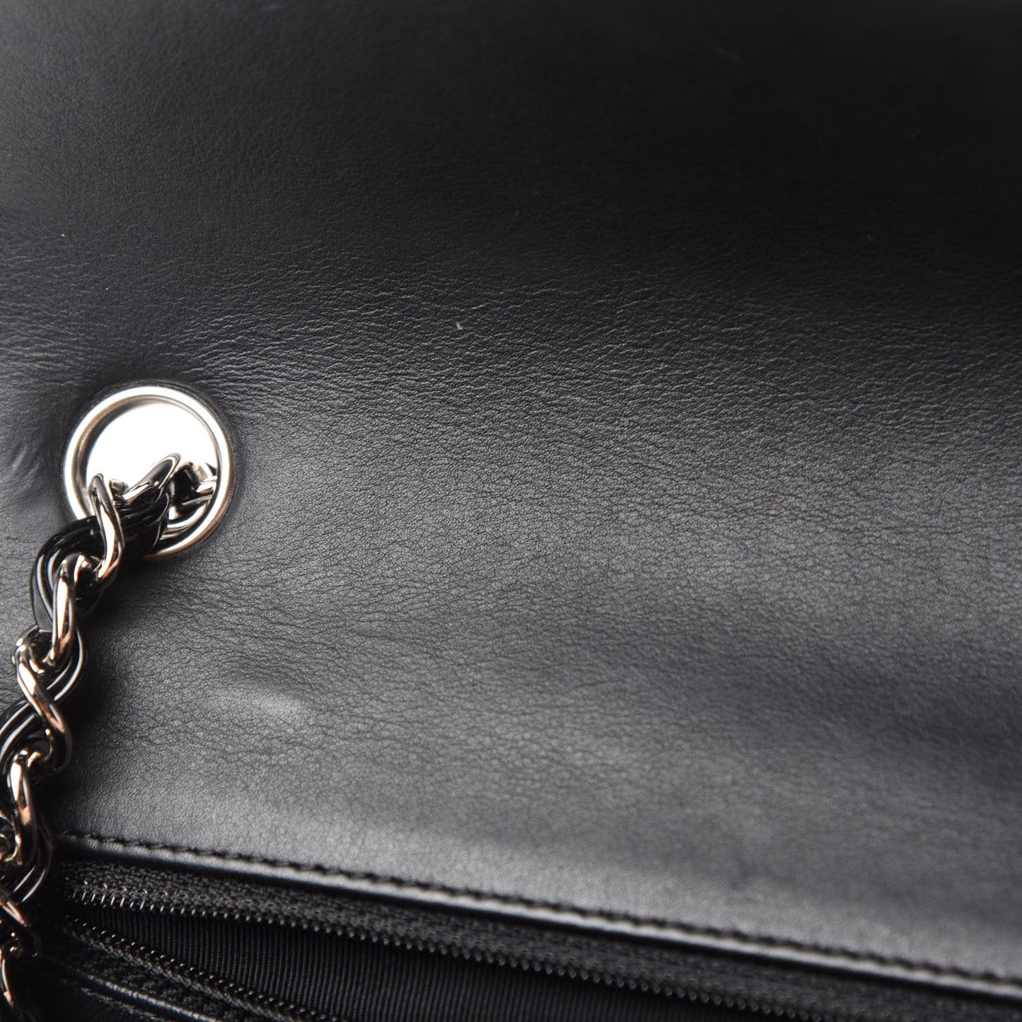 Patent Calfskin Quilted Mini Rectangular Flap Black