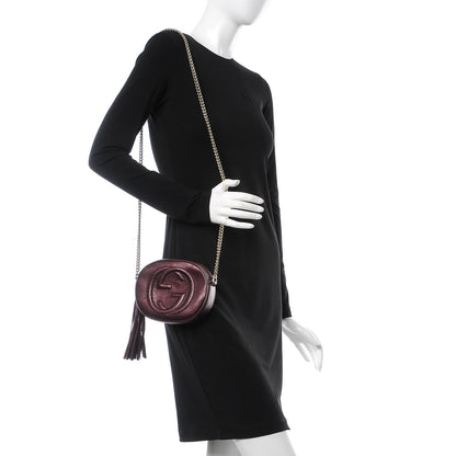 Gucci Metallic Cellarius Calfskin Mini Soho Chain Bag Classic Burgundy 2 of 7
