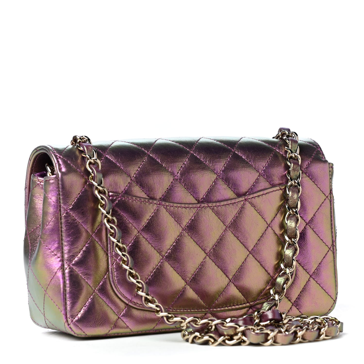 Chanel Iridescent Lambskin Quilted Mini Rectangular Flap Purple 2 of 5