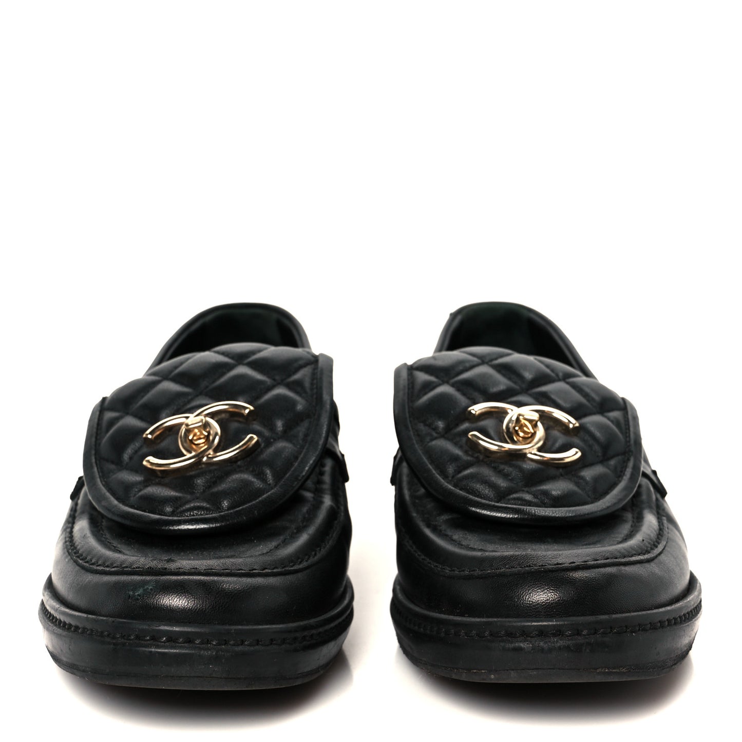 Lambskin Quilted CC Turnlock Loafers 37 Black