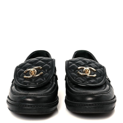 Chanel Lambskin Quilted CC Turnlock Loafers 37 Black 3 of 11