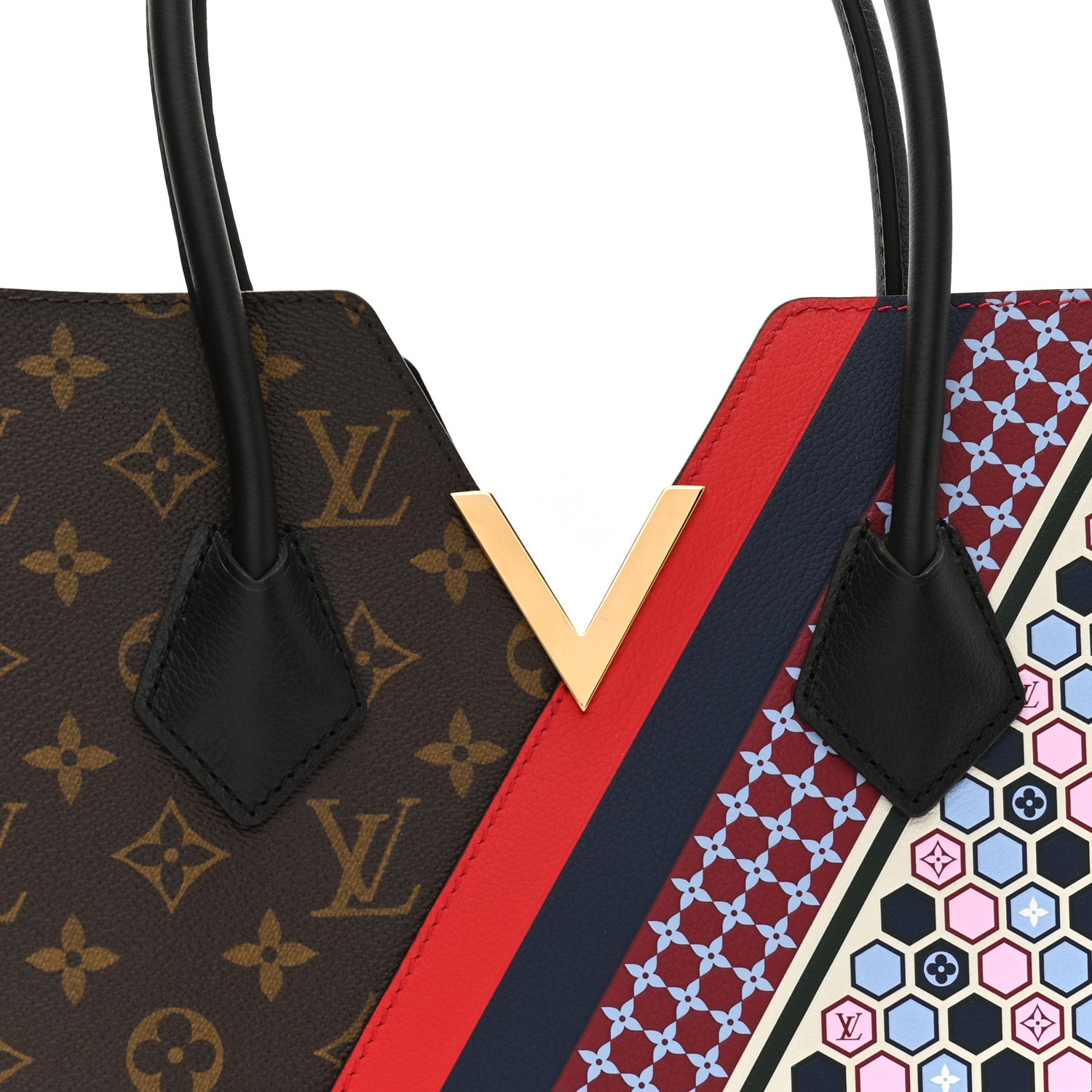Louis Vuitton Calfskin Monogram Kimono Tote MM Rouge Navy 7 of 11