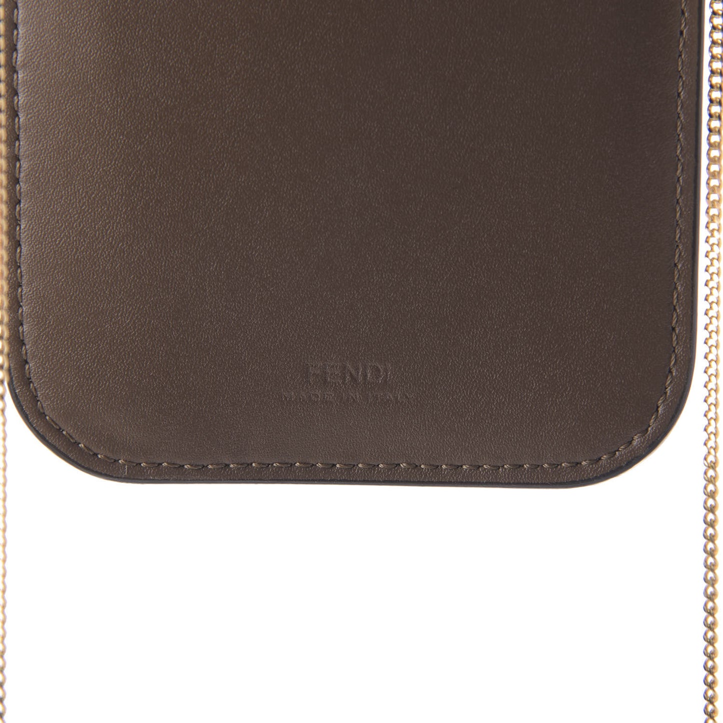 Vitello Soft F is Fendi Bi-Color FF 1974 Embossed Phone Pouch Maya Black