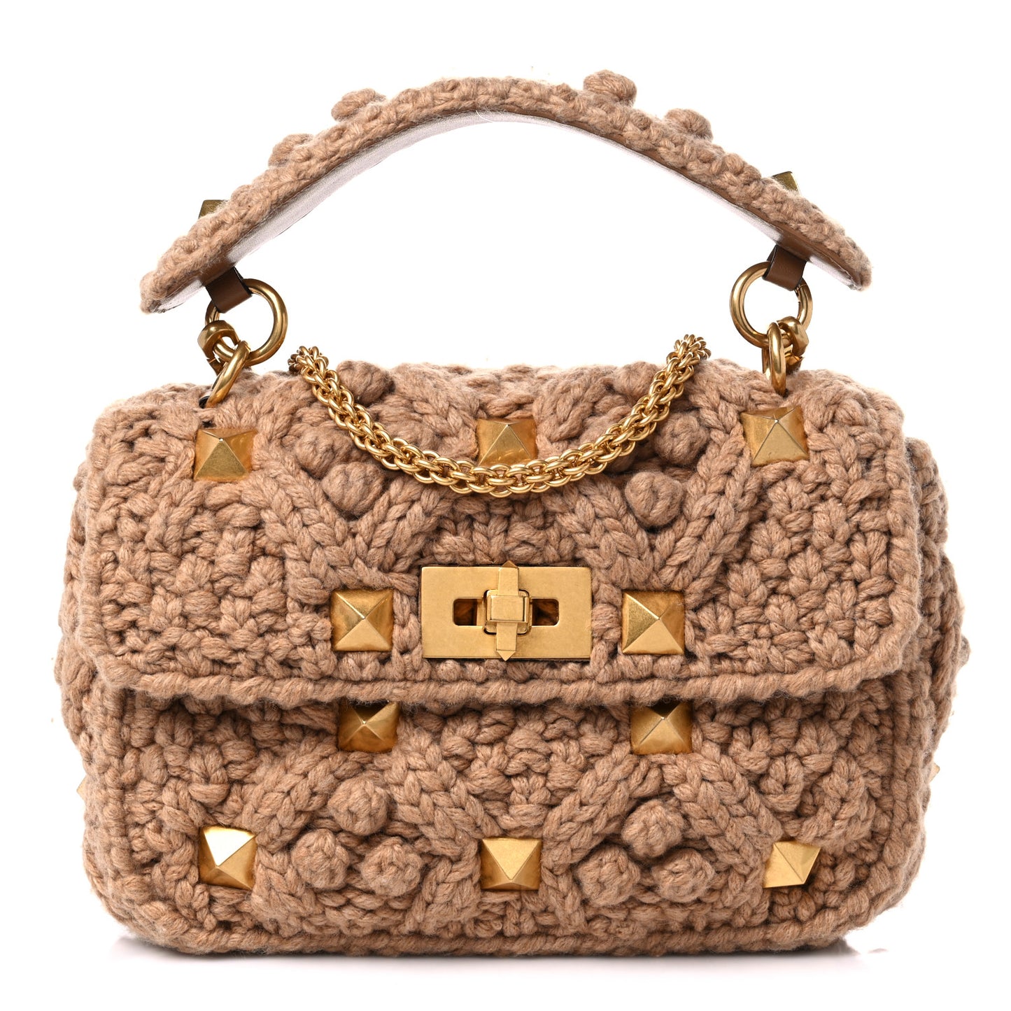 Cashmere Medium Roman Stud Shoulder Bag Brown