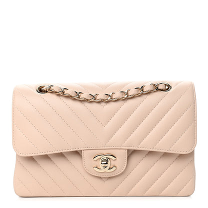 Chanel Caviar Chevron Quilted Small Double Flap Beige 1 of 4