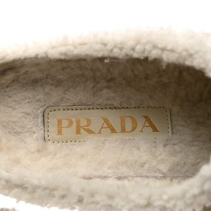 Prada Shearling Suede Scamosciato Evolve Mules 36.5 Ecru 6 of 9