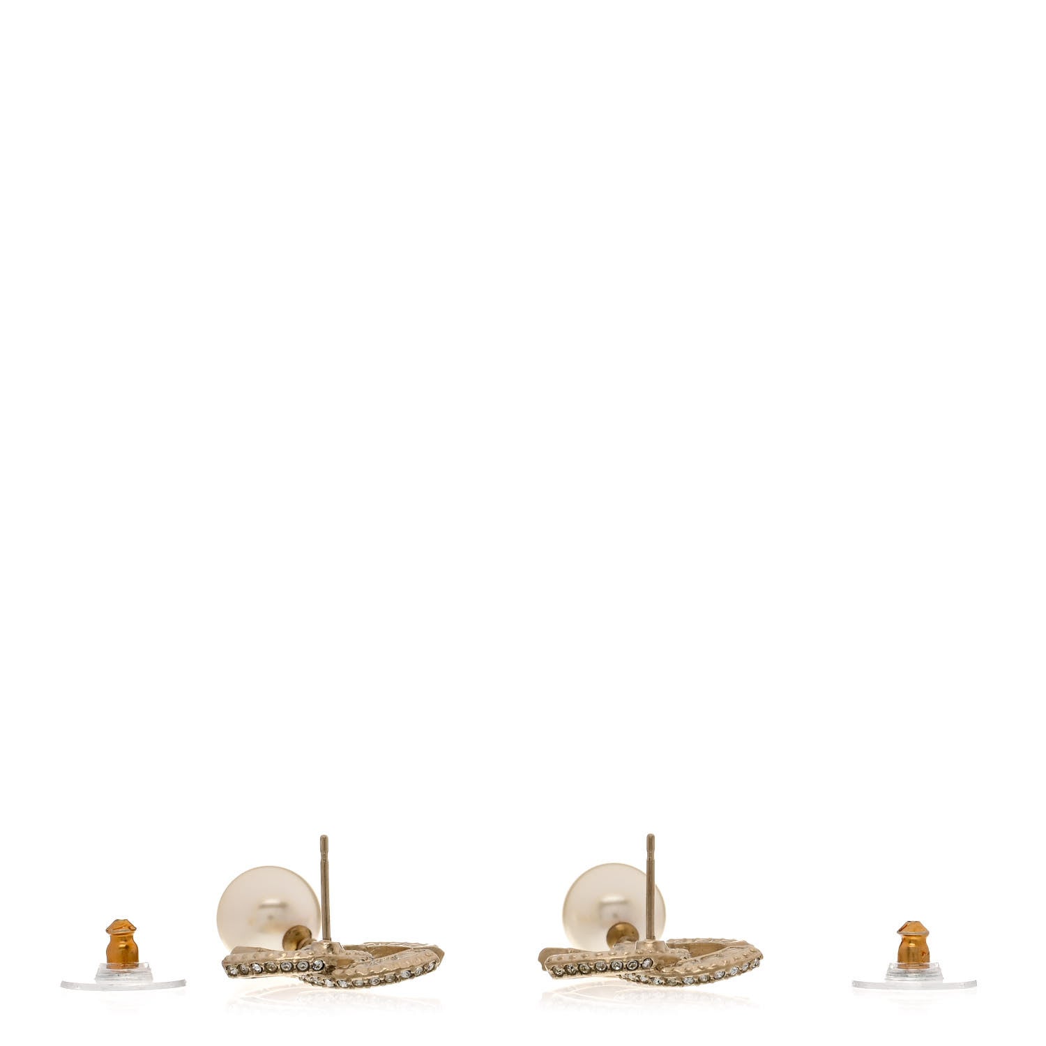 Chanel Crystal Pearl CC Drop Earrings Gold 3 of 5