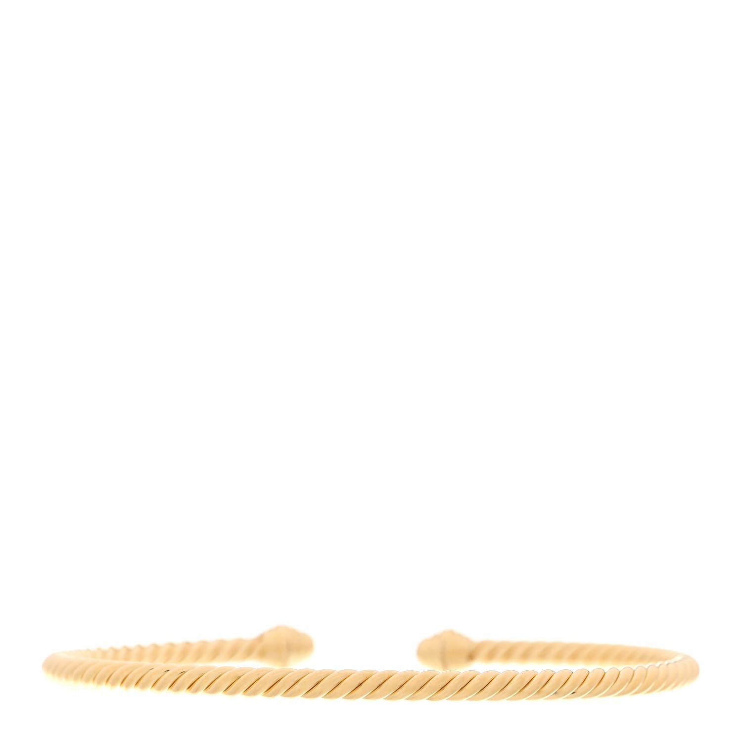 David Yurman 18K Yellow Gold Diamond 3mm Cablespira Bracelet 2 of 4