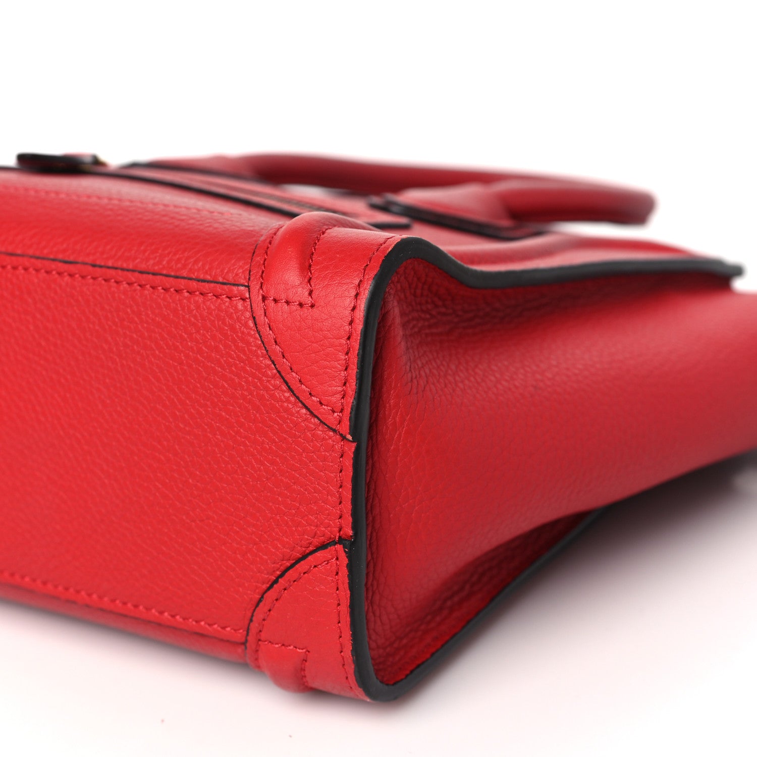 Celine Drummed Calfskin Nano Luggage Red 10 of 10