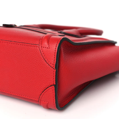 Celine Drummed Calfskin Nano Luggage Red 10 of 10
